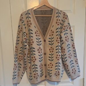 Super Cute Floral Patterned Women's Cardigan